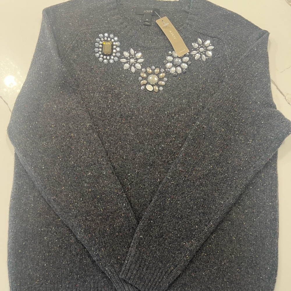 J. Crew Gray Embellished Women's Sweater